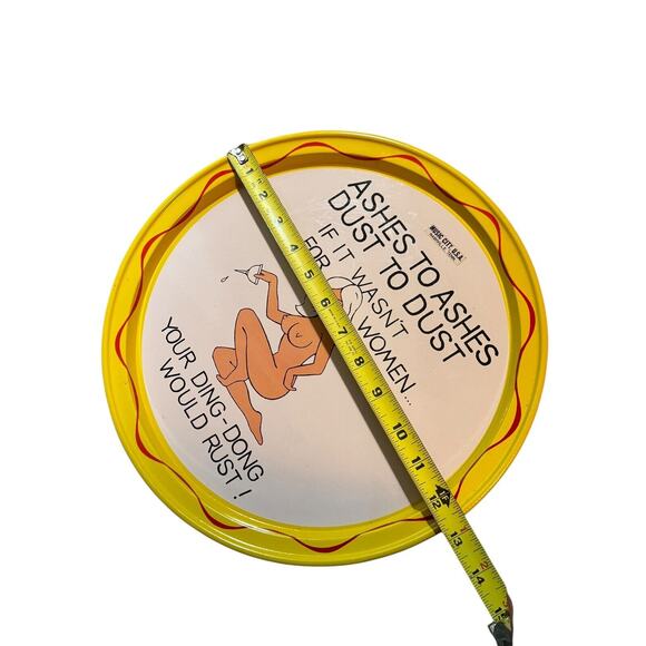 Pin Up Tin Serving Tray VTG Ashes to Ashes Dust to Dust Music City Nashville TN - Picture 3 of 3